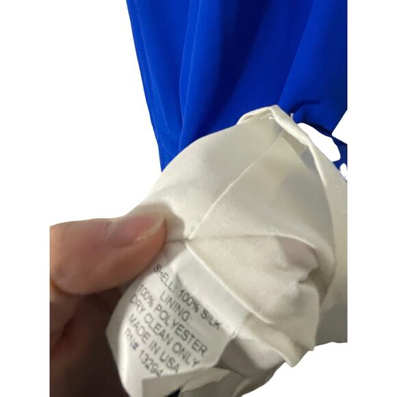 Amanda Uprichard Silk Royal Blue Preppy Cruise Vacation Bold Michaela Romper - Picture 5 of 8